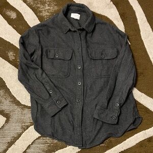 American Eagle Outfitters Dark Gray Button-Up Shirt Jacket